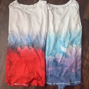 2 Silver Bait Shirts Men's 1X Fishing Shirts Long Sleeve Pullover Red White Blue